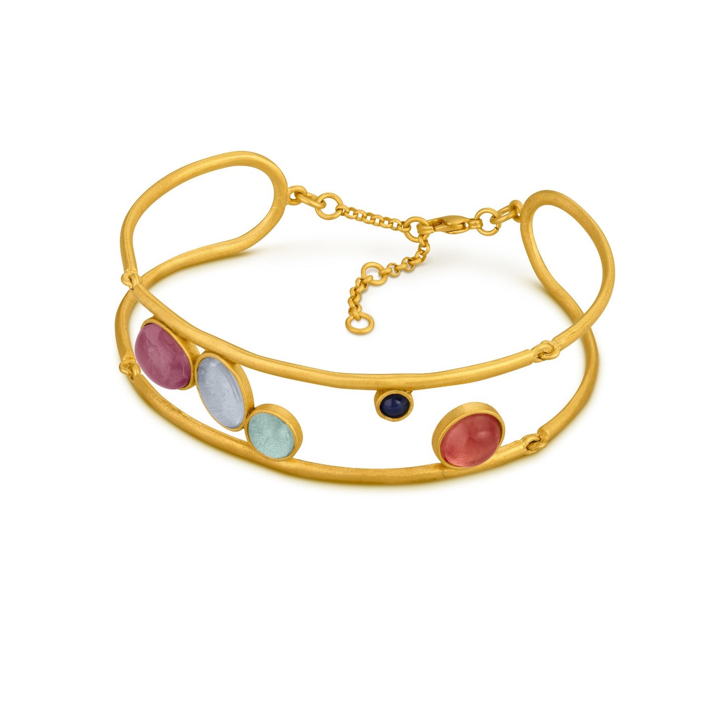 Bracciale Alegria (Codice: BR ALE 01) - Bracciale Artigianale in Ottone Satinato Placcato Oro 24kt con Vetro di Murano