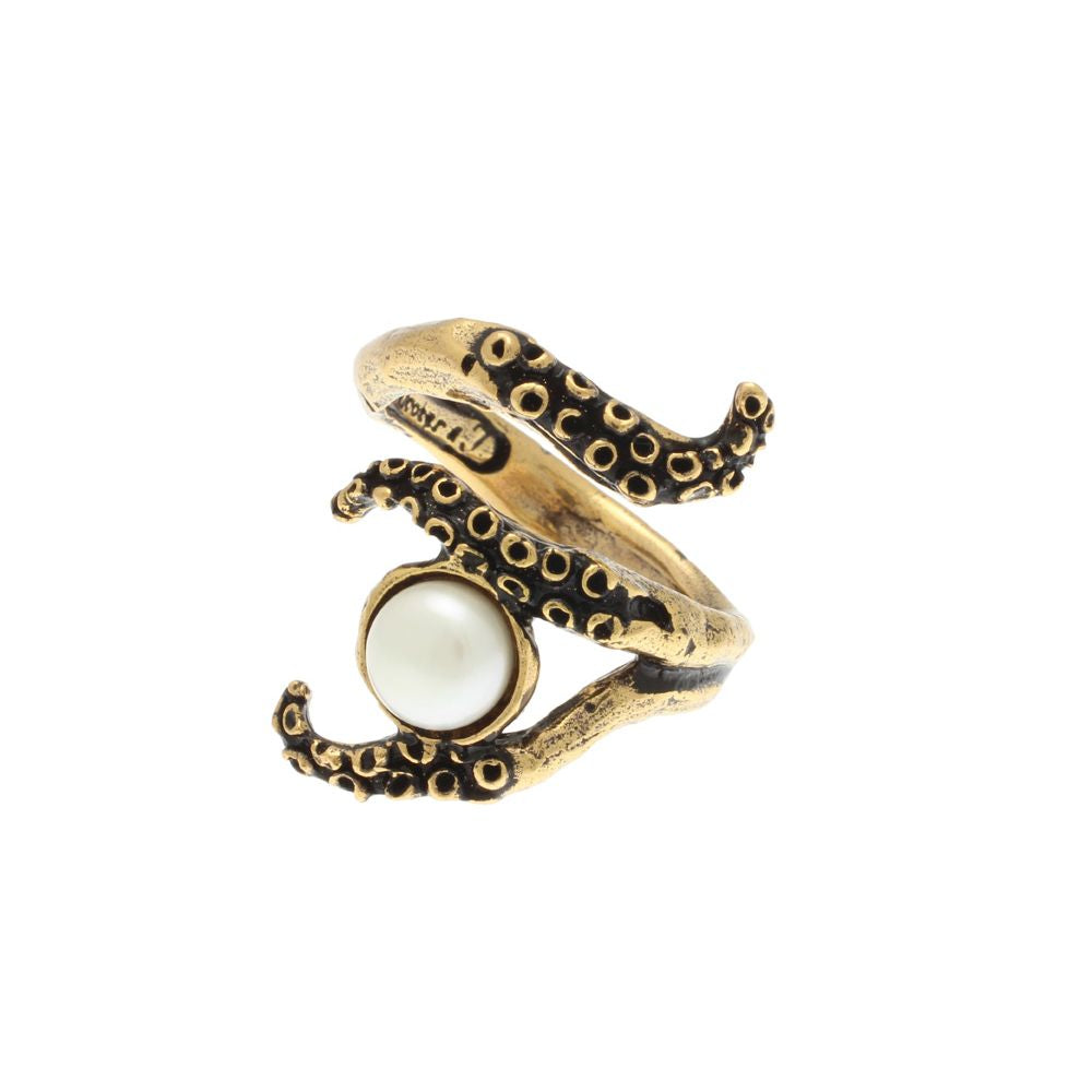 Anello Polipo - Doppio Anello in Ottone con Finitura Argento e Oro e Zaffiro (Codice: AN PO 01)