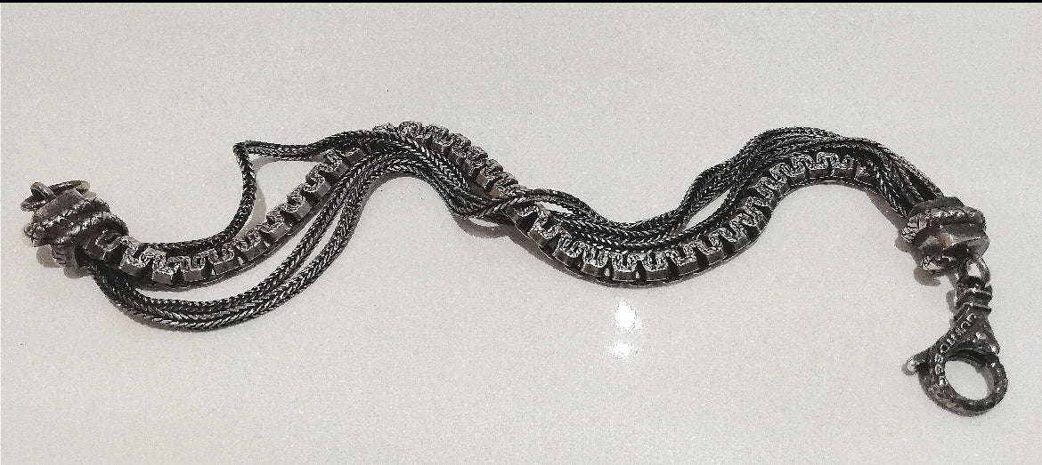 Bracciale Argento “Snake” - Braccialetto in Argento Brunito 925 con Design Unico (Codice: BR SERP)