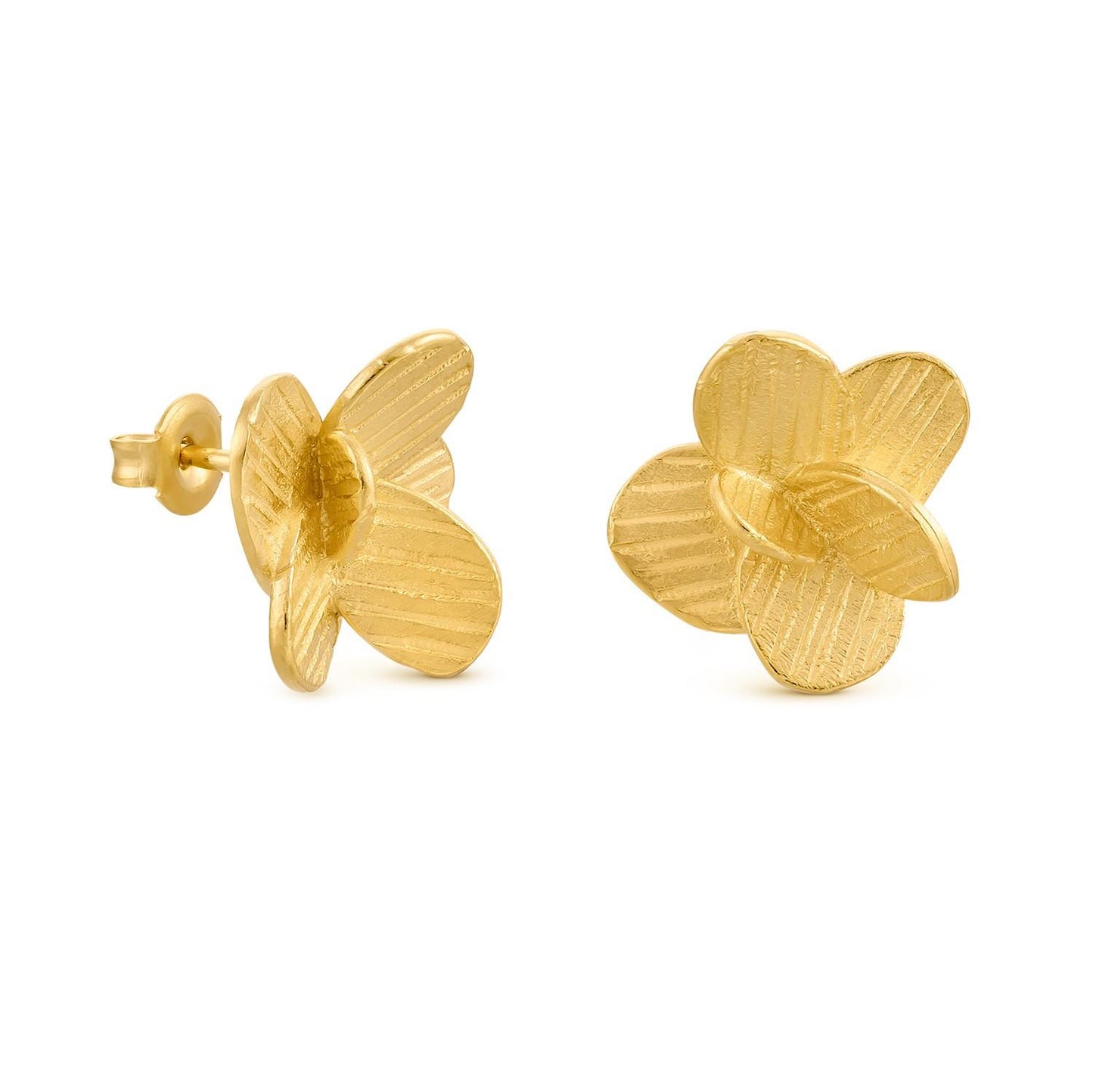 Orecchini in ottone placcato oro con forma floreale