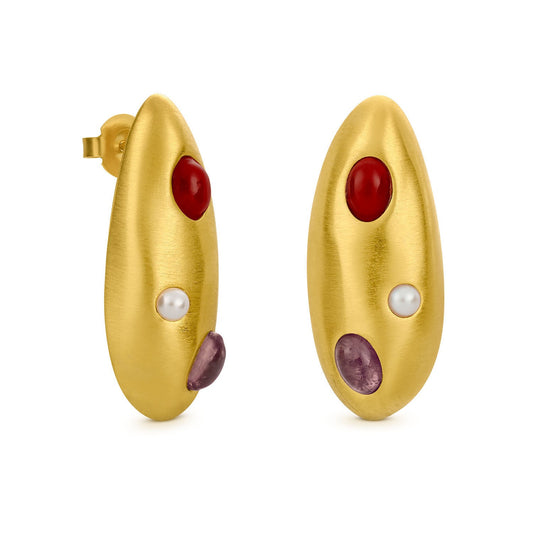 Orecchini Alegria (Codice: OE ALE 01) - Orecchini Artigianali in Metallo Opaco Placcato Oro 24k con Cristalli di Murano