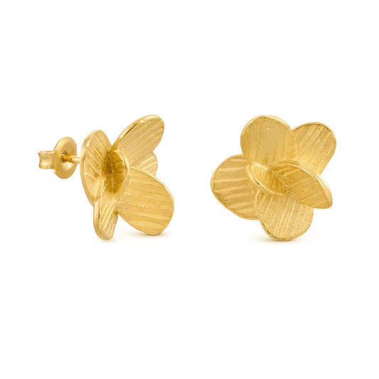 Orecchini in ottone placcato oro con forma floreale