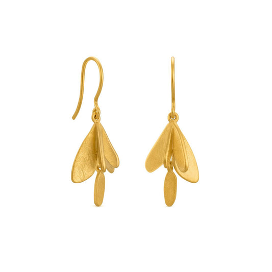 Orecchini pendenti con foglie placcati oro 24K