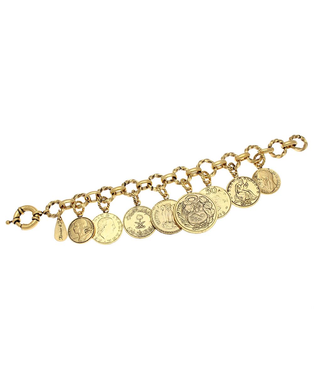 Bracciale 1.000 Monete - Bracciale Artigianale in Ottone Dorato con Monete Fuori Corso (Codice: BR 1000M)